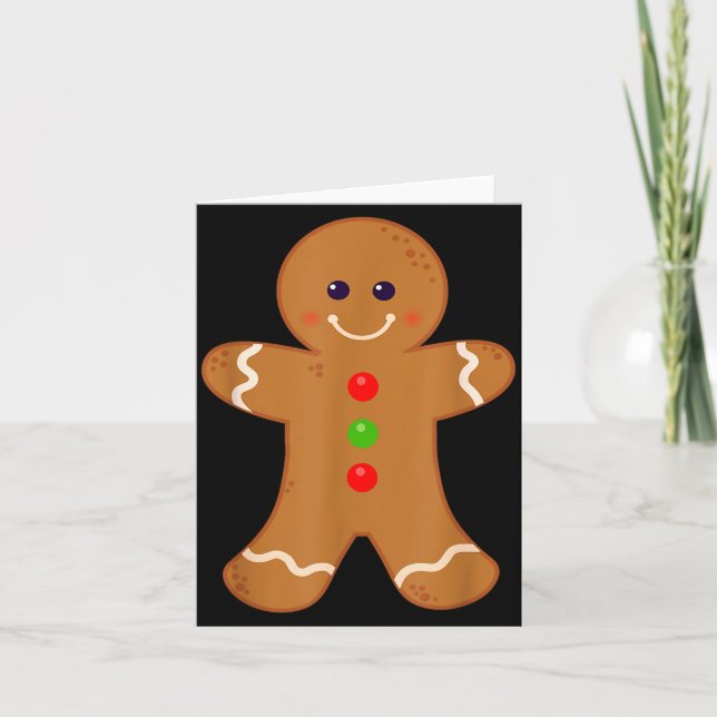 Gingerbread Man Shirt Christmas Cookie Baking Holi Kort (Framsida)