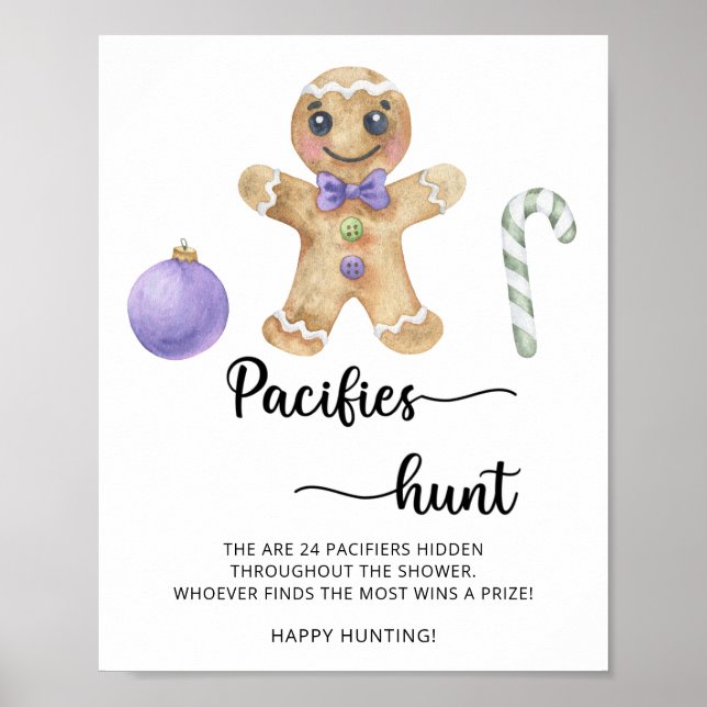 Gingerbread man - smultronjakt baby shower spel poster (Framsidan)