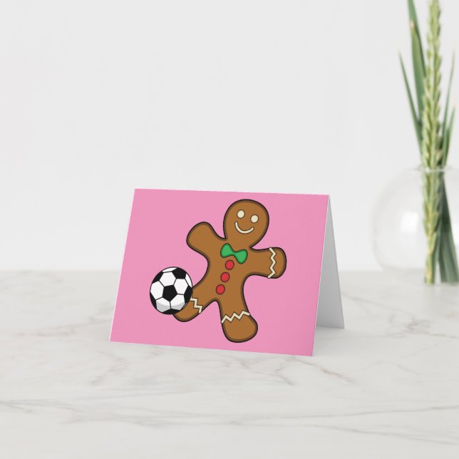 Gingerbread Man som spelar fotboll Kort (Framsida)