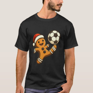 Gingerbread Man Spelar Fotboll Rollig Jul T-Shirt