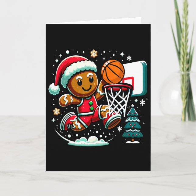 Gingerbread Man spelar Sketll julspelare Xm Kort (Framsida)