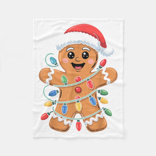 Gingerbread Man Tangled Christmas Lights  Fleecefilt (Framsidan)