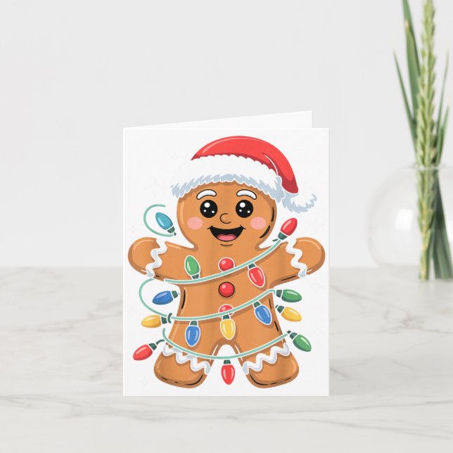 Gingerbread Man Tangled Christmas Lights  Kort (Framsida)