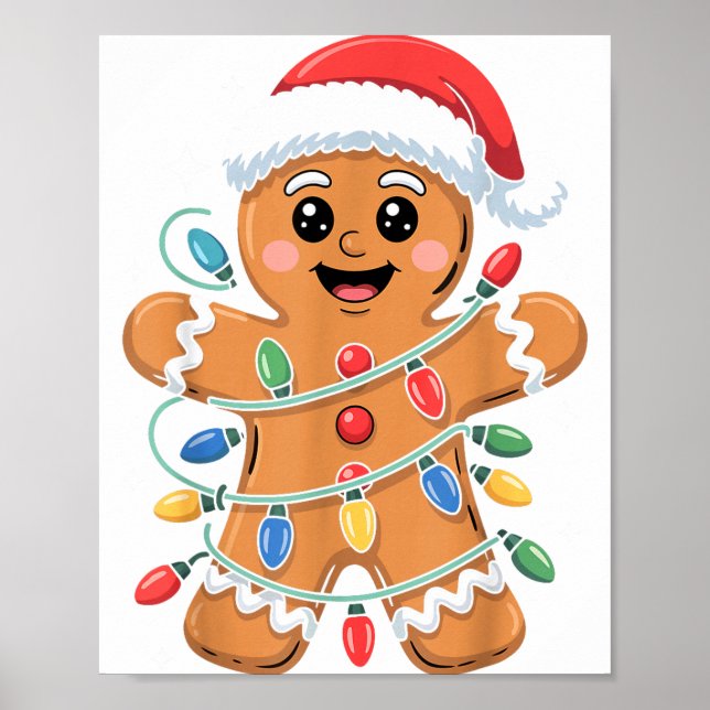 Gingerbread Man Tangled Christmas Lights  Poster (Framsidan)