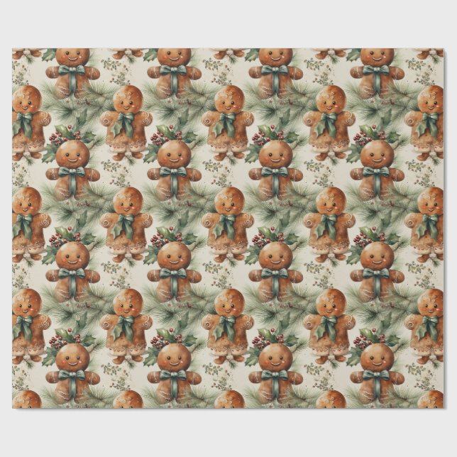 Gingerbread Man Vinterfirande Presentpapper (Platt)