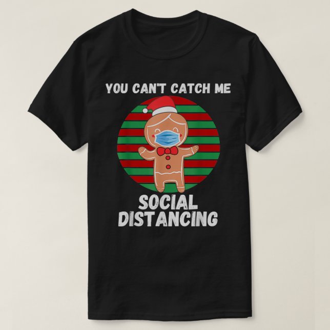 Gingerbread Man With Mask Christmas 2020 Social Di T Shirt (Design framsida)