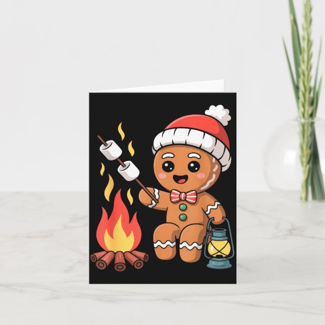 Gingerbread Marshmallow Roaster Camng Christmas  Kort (Framsida)