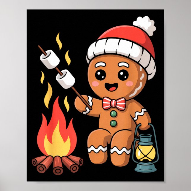 Gingerbread Marshmallow Roaster Camng Christmas  Poster (Framsidan)