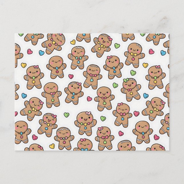 Gingerbread Men Christmas Postcard Helg Vykort (Framsida)