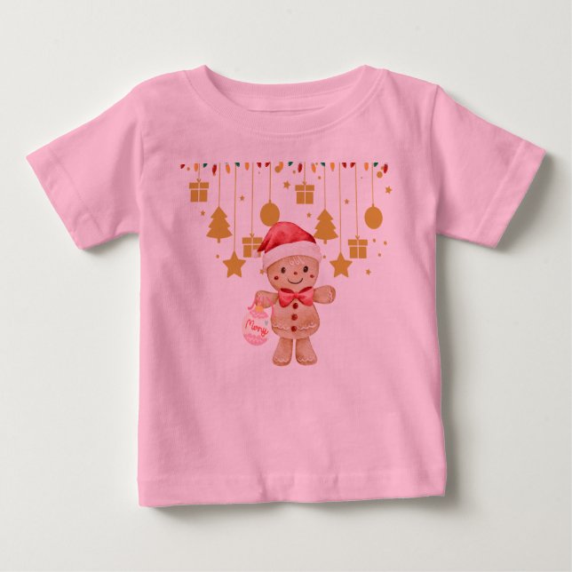  Gingerbread  Merry Christmas Lights baby t shirt (Framsida)