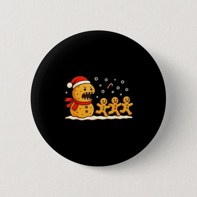 Gingerbread Monster Chase Funny Christmas Cookie X Knapp (Framsida)