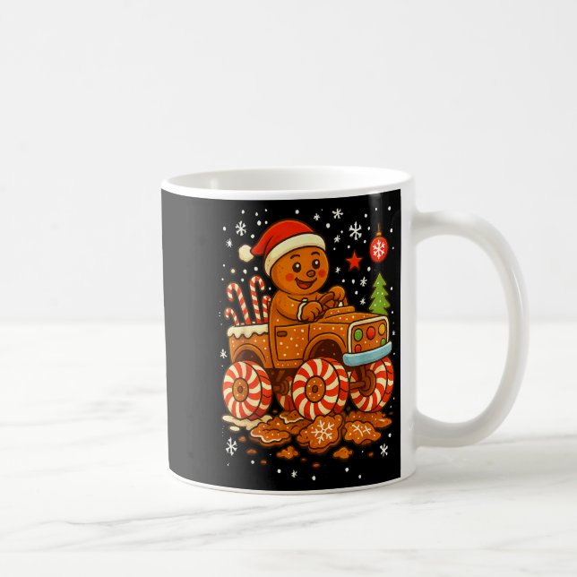 Gingerbread Monster Truck Christmas Snow Cute Xmas Kaffemugg (Höger)