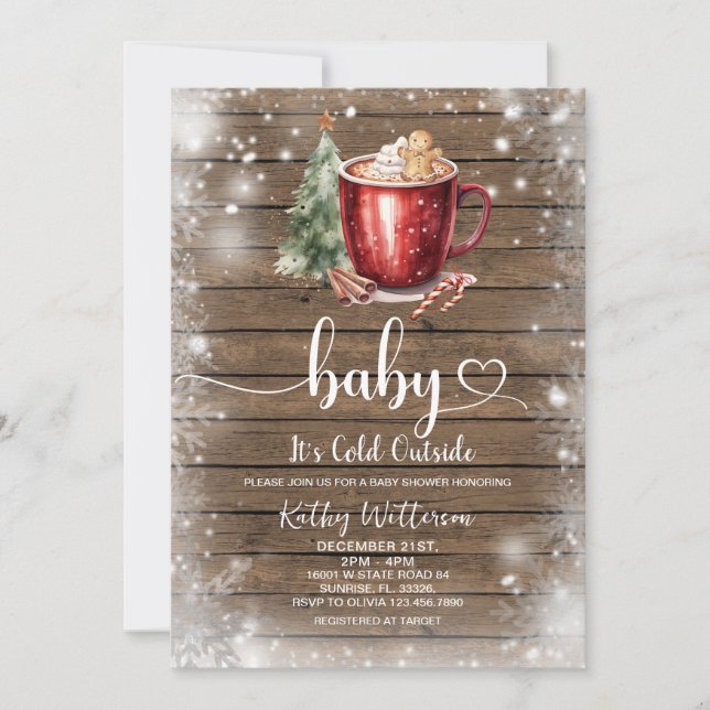 Gingerbread-mugg jul bebishower-inbjudan inbjudningar (Framsida)