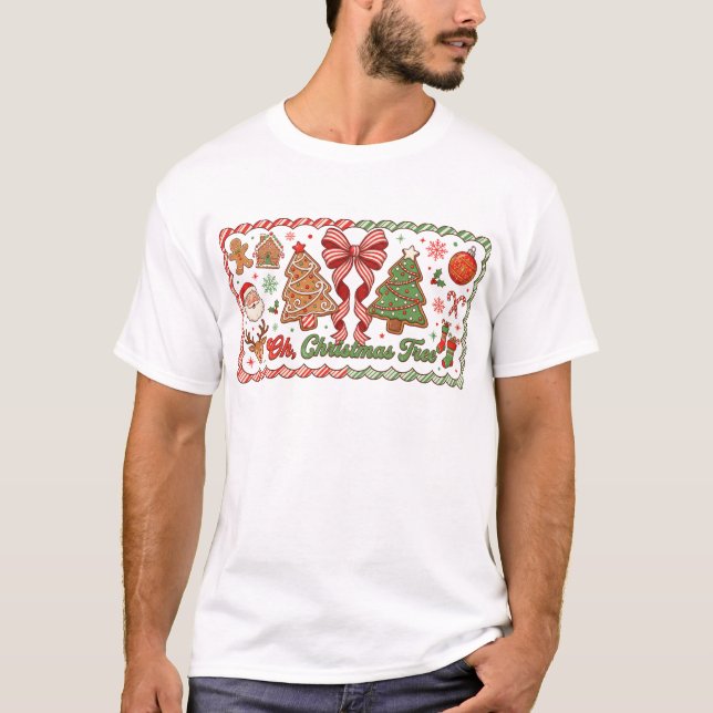 Gingerbread Oh Christmas Tree Art T Shirt (Framsida)