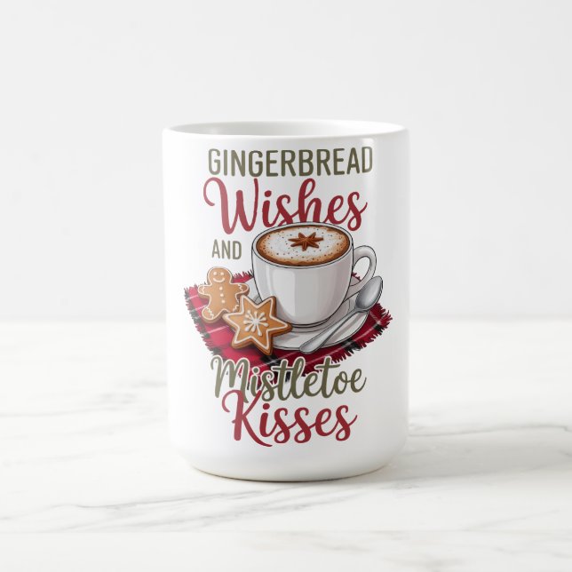 Gingerbread-önskningar och Misteltoe-kyssar jul Kaffemugg (Center)