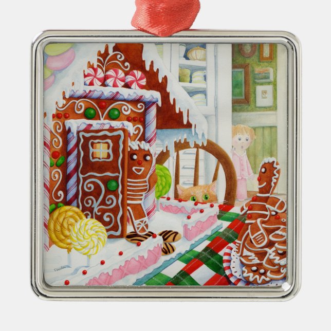 GINGERBREAD ÖVERPRISE Premium Square Ornament (Framsidan)