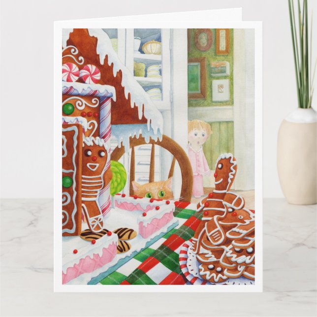 GINGERBREAD ÖVERRASKANDE - stort julkort Kort (Framsida)