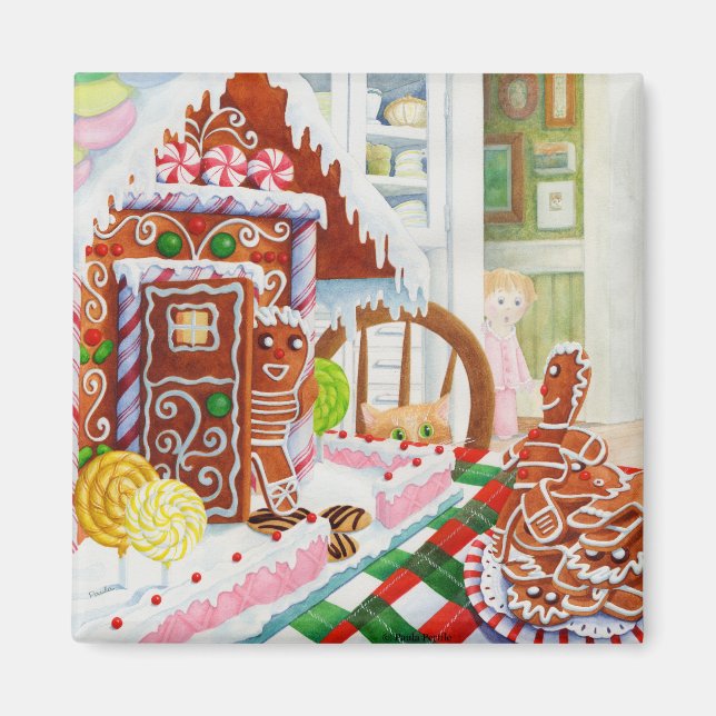 GINGERBREAD ÖVERRASKNING Fyrkantig Magnet (Framsidan)