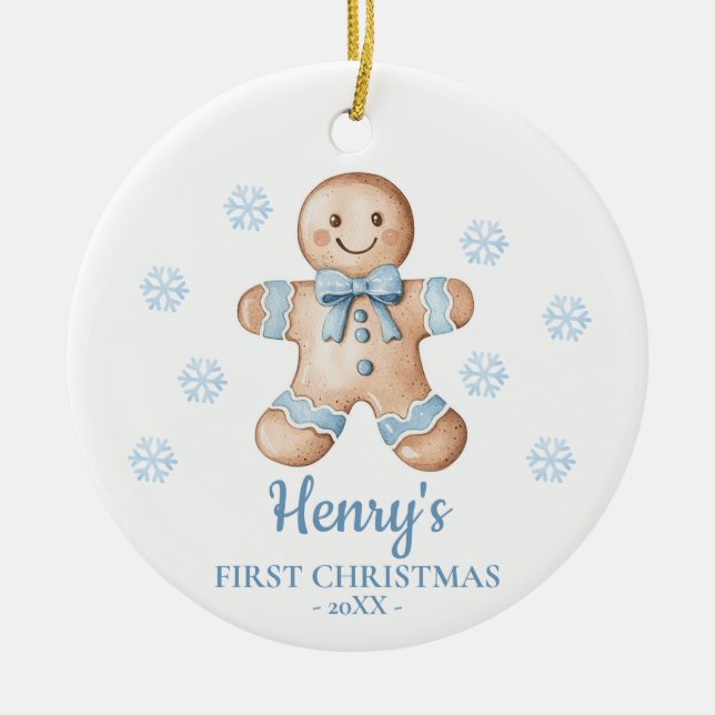 Gingerbread Personalized Baby's First Christmas Julgransprydnad Keramik (Framsidan)