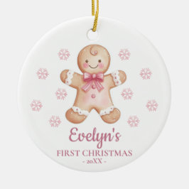 Gingerbread Personalized Girl's First Christmas Julgransprydnad Keramik