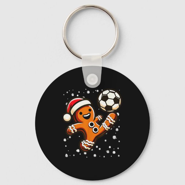 Gingerbread Plays Soccer Bicycle Kick, Cookie Chri Nyckelring (Framsida)