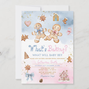 Gingerbread Pojke Flicka Kakor Rosa Blå Vinter Inbjudningar