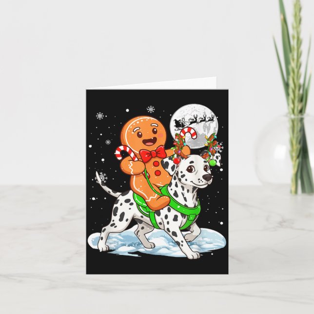 Gingerbread Ridding Dalmatian Reindeer Christmas B Kort (Framsida)