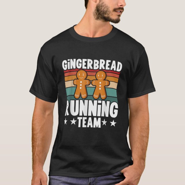 Gingerbread Running Team Candy Cane Cookie Gingerb T Shirt (Framsida)