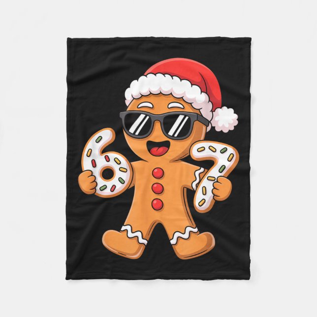 Gingerbread Santa With Sungles Holding 67 Cookies  Fleecefilt (Framsidan)