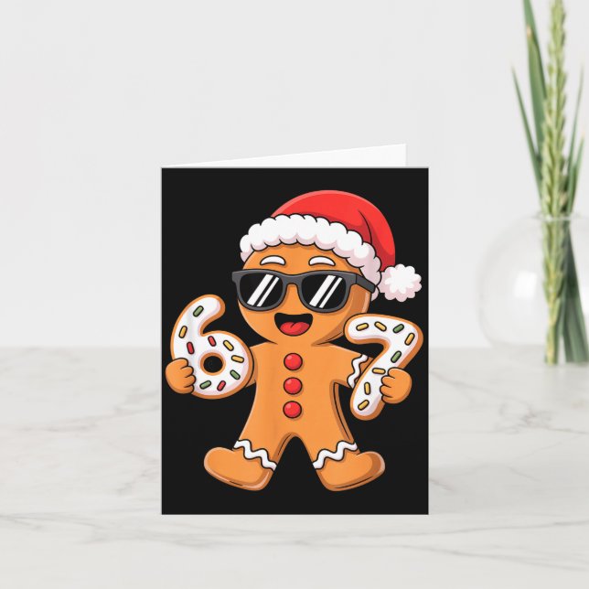Gingerbread Santa With Sungles Holding 67 Cookies  Kort (Framsida)