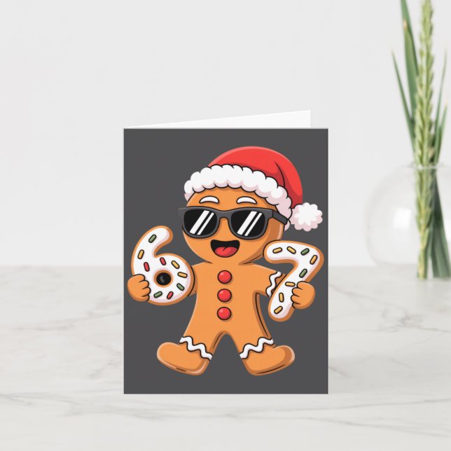 Gingerbread Santa With Sungles Holding 67 Cookies  Kort (Framsida)