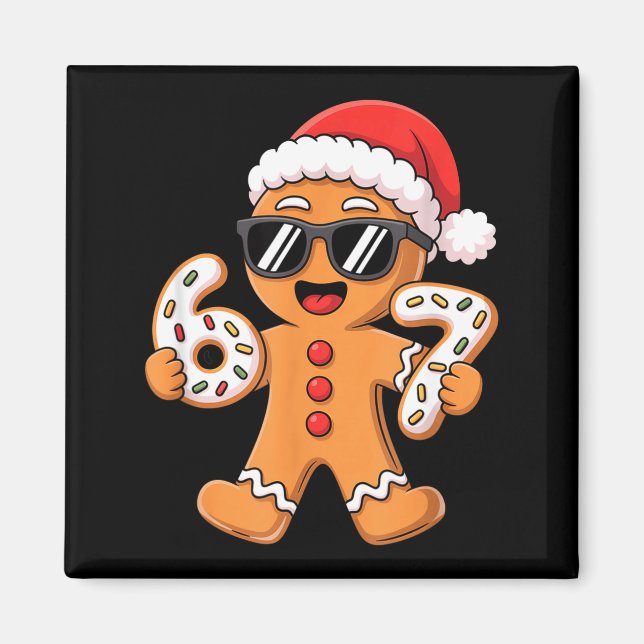 Gingerbread Santa With Sungles Holding 67 Cookies  Magnet (Framsidan)