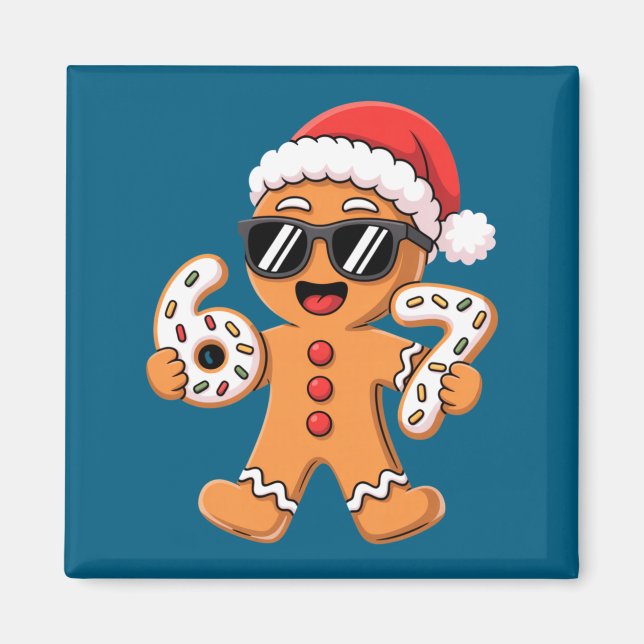 Gingerbread Santa With Sungles Holding 67 Cookies  Magnet (Framsidan)