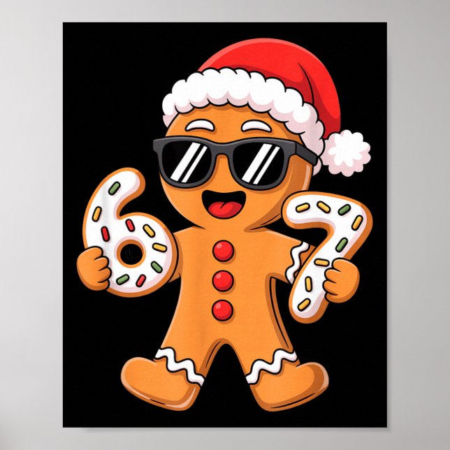 Gingerbread Santa With Sungles Holding 67 Cookies  Poster (Framsidan)