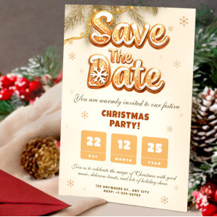Gingerbread Save the Date Jul Vinterfest Inbjudningar