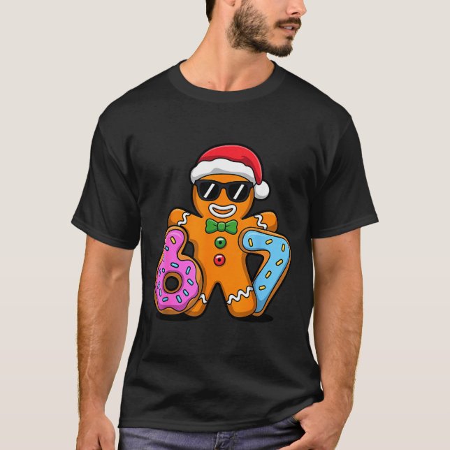 Gingerbread Six Seven 67 Ice Cream Drip Christmas  T Shirt (Framsida)