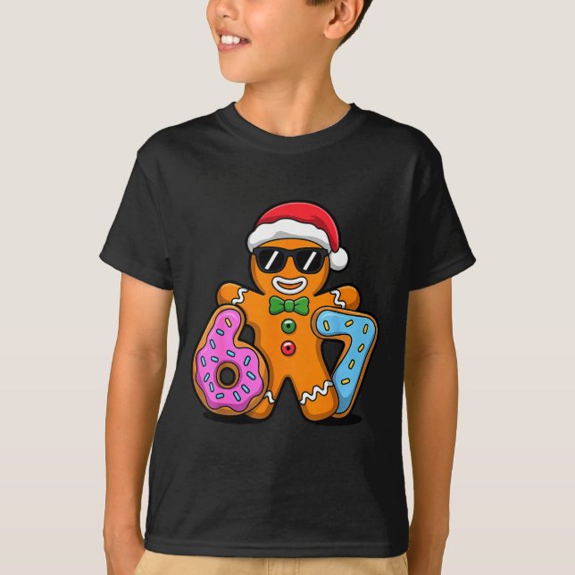 Gingerbread Six Seven 67 Ice Cream Drip Christmas  T Shirt (Framsida)