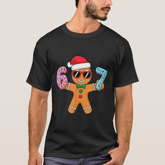 Gingerbread Six Seven 67 Ice Cream Drip Christmas  T Shirt (Framsida)