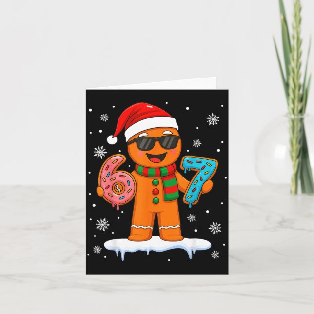 Gingerbread Six Seven 67 Meme 6 7 Funny Christmas  Kort (Framsida)