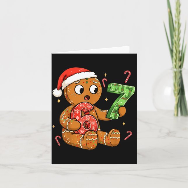 Gingerbread Six Seven 67 Meme 6 7 Funny Christmas  Kort (Framsida)