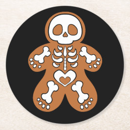 Gingerbread Skelett Man Underlägg Papper Rund