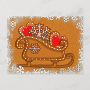 GINGERBREAD SLEIGH & COOKIES by SHARON SHARPE Vykort
