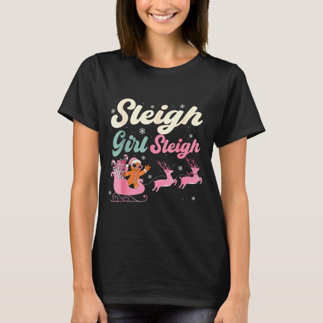 Gingerbread Sleigh Girl Nk Funny Christmas Women G T Shirt (Framsida)