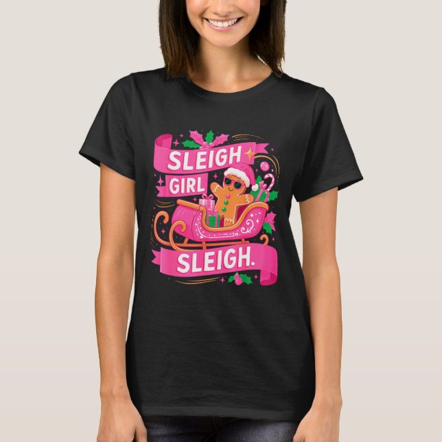 Gingerbread Sleigh Girl Nk Funny Christmas Women G T Shirt (Framsida)