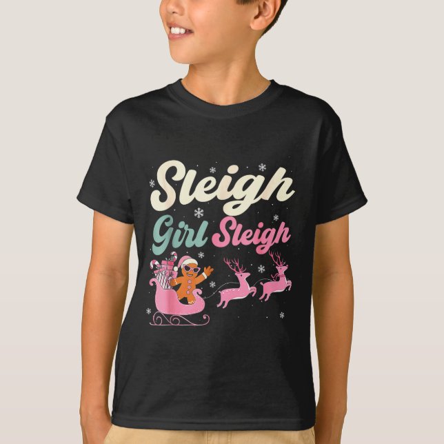 Gingerbread Sleigh Girl Nk Funny Christmas Women G T Shirt (Framsida)