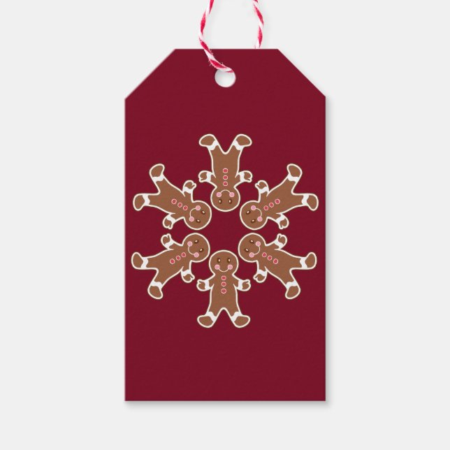 Gingerbread Snöflinga Present Taggar Presentetikett (Framsidan)