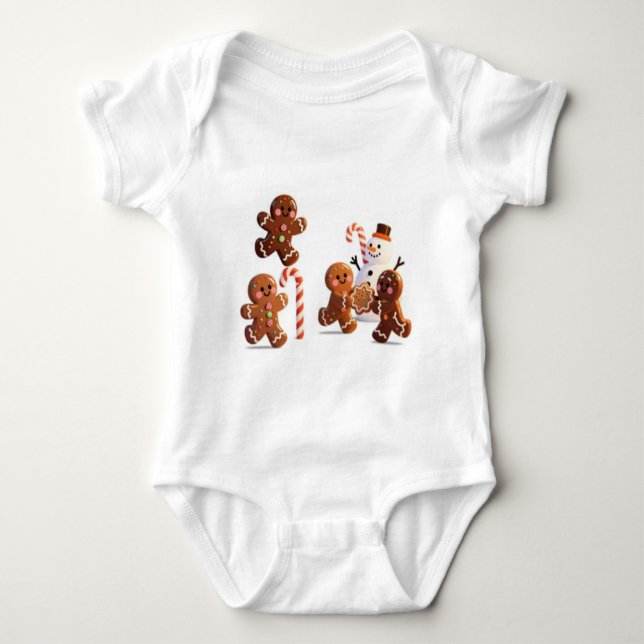 Gingerbread Snowman Baby Bodysuit T Shirt (Framsida)
