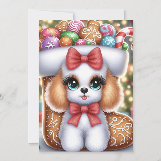 Gingerbread Snuggles: A Christmas Poodle Delight Inbjudningar (Framsida)