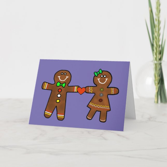 Gingerbread Soulmates Par Romantisk Kort (Framsida)
