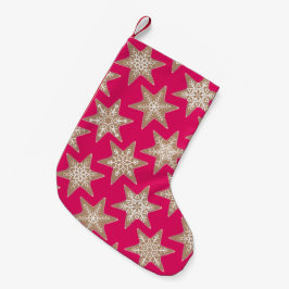 Gingerbread Stars Christmas (Festive Red) Liten Julstrumpa